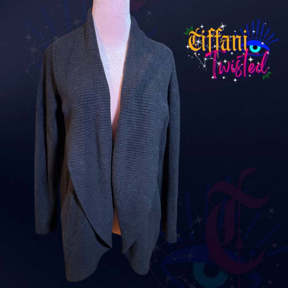 NWOT XL Max & Mia Open Front Ribbed Knit Cardigan Sweater Black